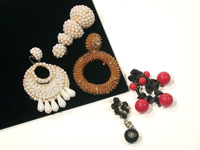 Lot 2338 - Five Pairs of Pendant Earrings 1960s...