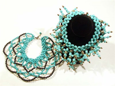 Lot 2339 - Two Simulated Turquoise Collar Necklaces...