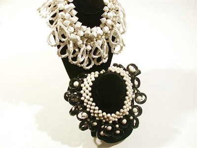 Lot 2340 - Two Op Art Style Graphic Choker Necklaces...