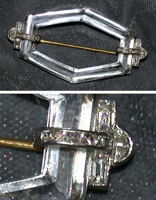 Lot 461 - Art Deco Diamond and Rock Crystal Pin