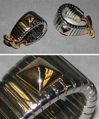 Lot 558 - Pair of Two Tone Gold Hoop Earclips