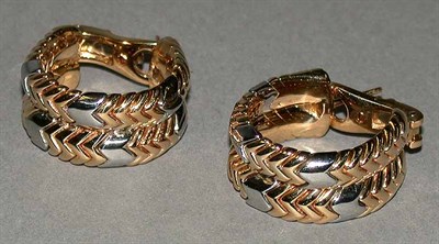 Lot 320 - Pair of Two Tone Gold Herringbone Earrings