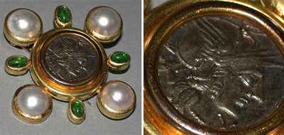 Lot 555 - Coin and Mabe Pearl Pin