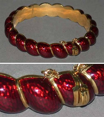 Lot 302 - Red Enamel Bangle Bracelet
