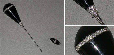 Lot 464 - Black Onyx and Diamond Jabot