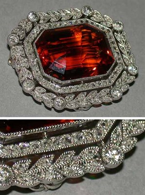 Lot 552 - Citrine and Diamond Pin/Pendant