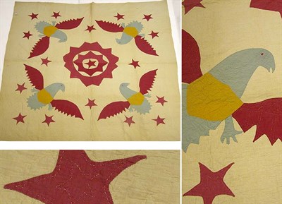Lot 115 - Pieced Cotton Quilt Circa 1900 With eagles and...