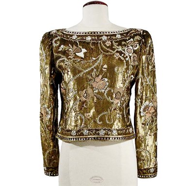 Lot 2164 - Carolyn Roehm Embroidered Evening Blouse...