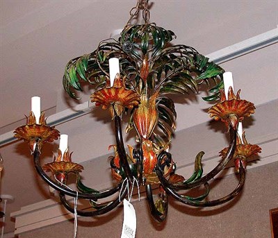 Lot 430 - Tole Painted Six-Light Chandelier