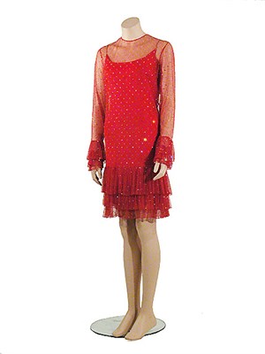 Lot 2045 - Pauline Trigere Red Tulle Cocktail Dress...