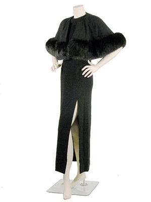 Lot 2050 - Pauline Trigere Fox Trimmed Evening Ensemble...