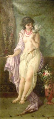 Lot 51 - Angelo Asti French, 1847-1903 WOMAN WITH DOVE...