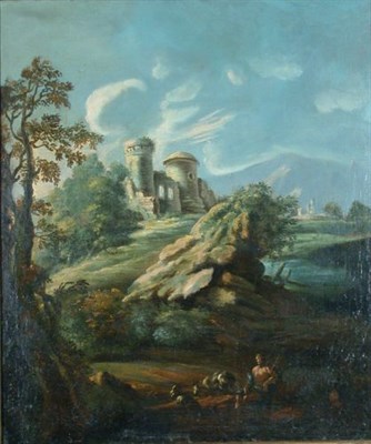 Lot 18 - Manner of van Bloemen LANDSCAPE WITH RUINS AND...
