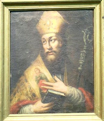 Lot 35 - Italian School 18th Century BISHOP SAINT Oil...