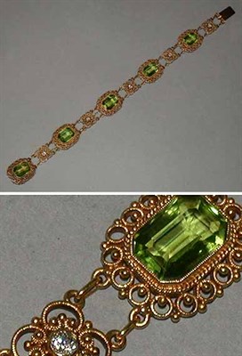 Lot 589 - Peridot and Diamond Bracelet