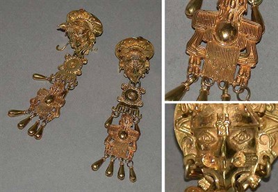 Lot 182 - Pair of Gold Pendant Earrings