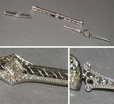Lot 186 - Three Assorted Diamond Bar Pins