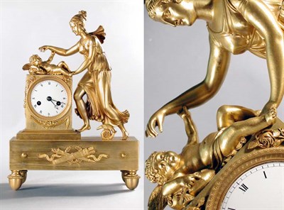 Lot 494 - Empire Gilt-Bronze Figural Mantel Clock