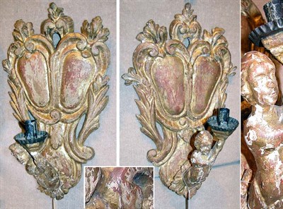 Lot 392 - Pair of Continental Baroque Style Gilt-Wood...