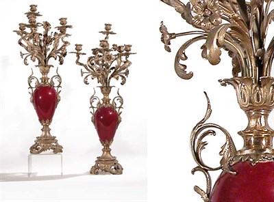 Lot 493 - Pair of Louis XV Style Gilt-Metal Mounted Red...