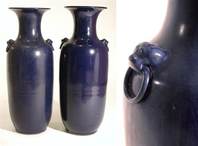 Lot 583 - Pair of Asian Cobalt Glazed Porcelain Vases