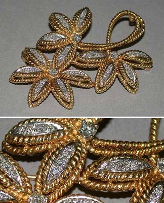 Lot 588 - Gold and Diamond Flower Pin