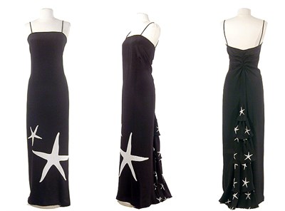 Lot 2170 - Galanos Black and White Starfish Evening Dress...