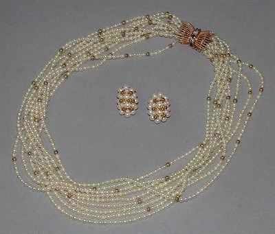 Lot 198 - Cultured Pearl Necklace and Pair of Earclips