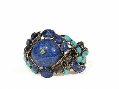 Lot 2358 - Iradj Moini Lapis and Turquoise Cuff A large...