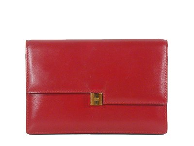 Lot 2282 - Hermes Red Leather Clutch With optional...