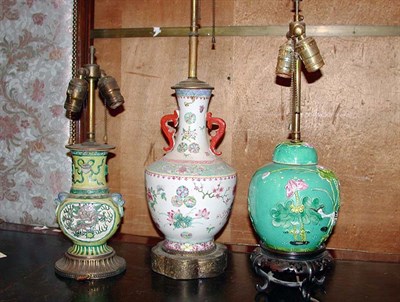 Lot 204 - Two Chinese Polychrome Decorated Porcelain...