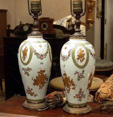 Lot 206 - Pair of Continental Gilt and Floral Decorated...