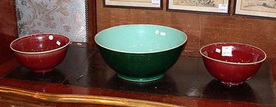 Lot 209 - Pair of Chinese Sang de Boeuf Pottery Bowls...