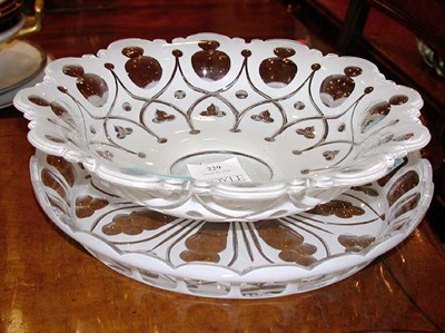 Lot 229 - Victorian Opaline Cut to Clear Glass Bowl and...