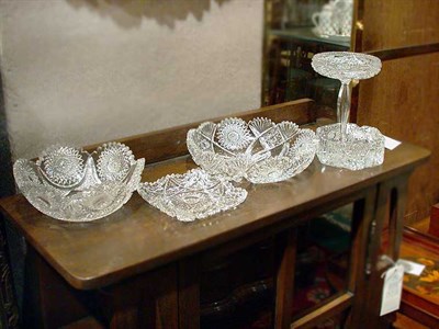 Lot 233 - Group of Five Colorless Cut Glass Articles
