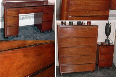 Lot 131 - Art Deco Mahogany Chest of Drawers, Bedside...