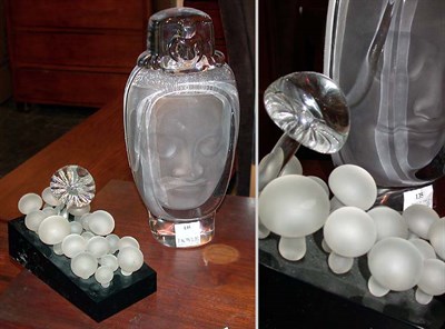 Lot 135 - Daum Glass Sculpture of a Buddha Head Together...