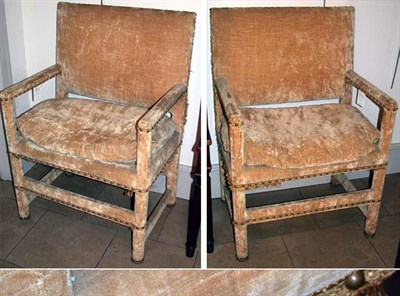 Lot 273 - Pair of Velvet Upholstered Armchairs
