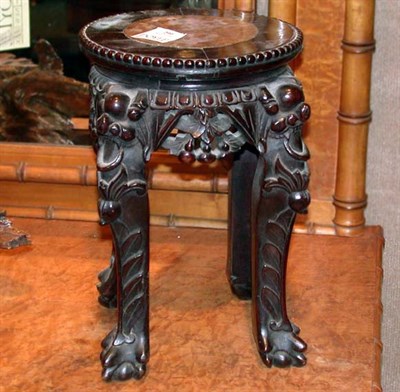 Lot 290 - Chinese Marble Inset Hardwood Taboret