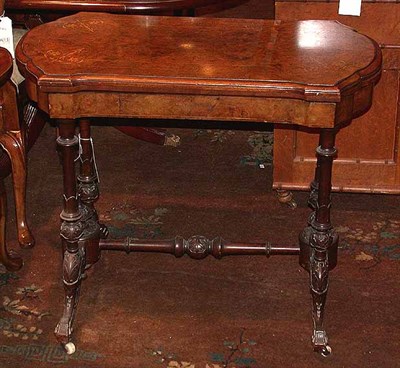 Lot 287 - Victorian Marquetry Inlaid Burl-Wood Fold-Over...