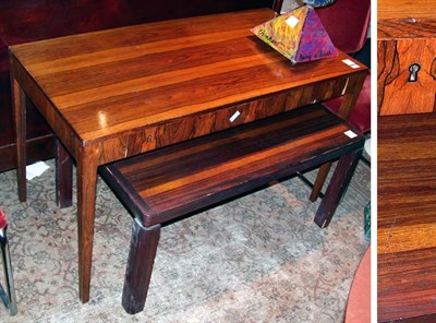 Lot 165 - Rosewood Desk Together with a Hardwood Low Table