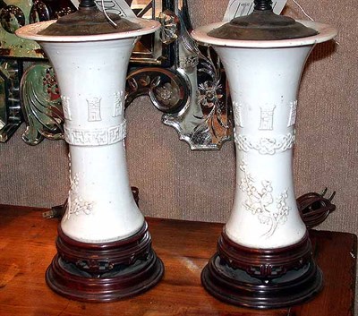 Lot 317 - Pair of Chinese Pottery Lamps