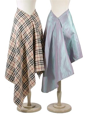 Lot 2194 - Two Asymmetrical Burberry Wrap Panel Skirts...