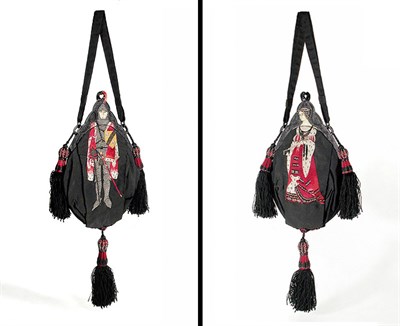 Lot 2232 - Knight and Lady Beaded Black Satin Dance...