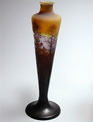 Lot 497 - Galle Cameo Cut Glass Vase Of baluster form,...