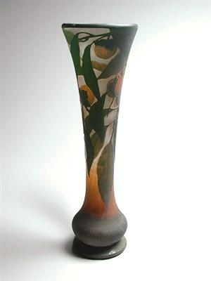 Lot 569 - Daum Nancy Cameo Glass Vase Of waisted...