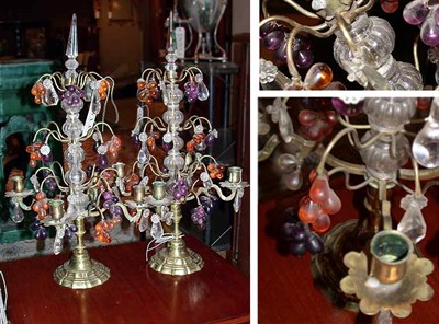 Lot 383 - Pair of Louis XV Style Brass and Glass...