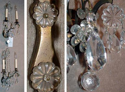 Lot 387 - Pair of Louis XV Style Brass and Glass...