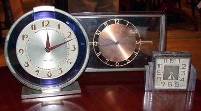 Lot 410 - Group of Three Art Deco Clocks