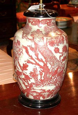 Lot 495 - Pair of Chinese Crackle Glazed Pottery Lamps